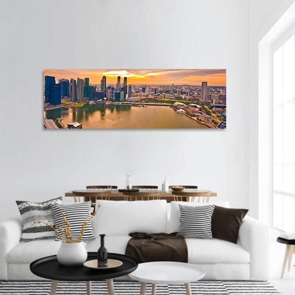 Singapore From Marina Bay Panoramic Canvas Wall Art-1 Piece-36" x 12"-Tiaracle