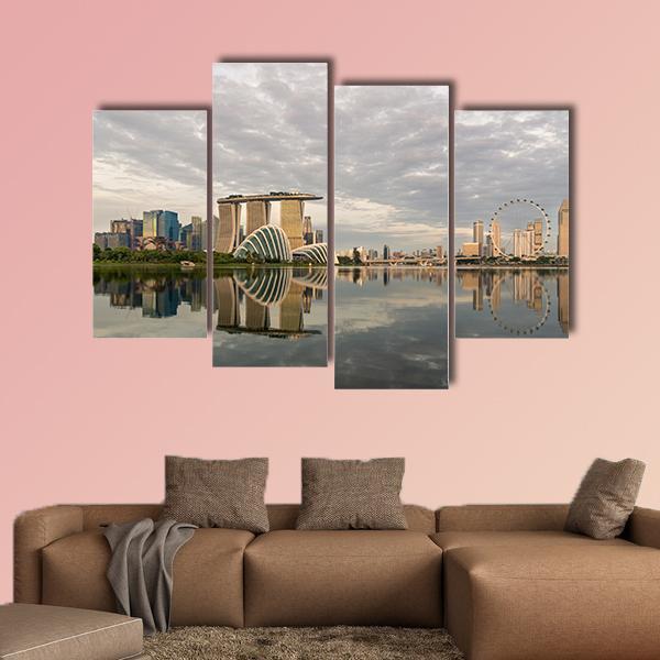 Singapore Marina Bay In Morning Canvas Wall Art-4 Pop-Gallery Wrap-50" x 32"-Tiaracle
