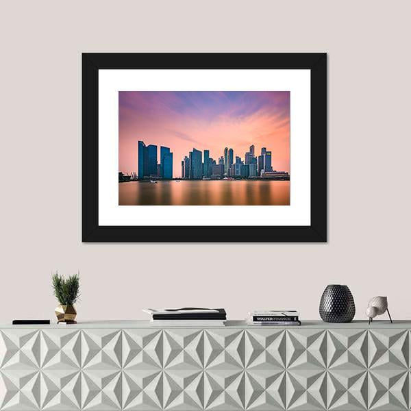 Singapore Skyline At Marina Bay Canvas Wall Art-1 Piece-Framed Print-20" x 16"-Tiaracle