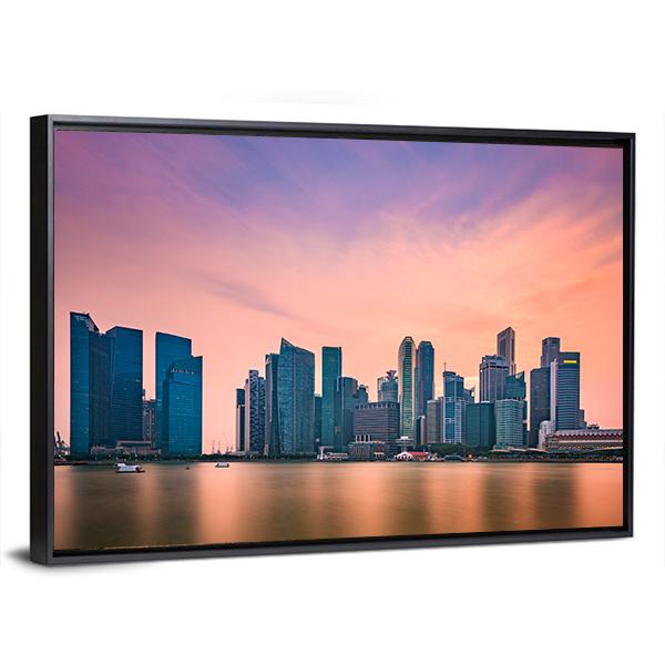 Singapore Skyline At Marina Bay Canvas Wall Art-3 Horizontal-Gallery Wrap-25" x 16"-Tiaracle