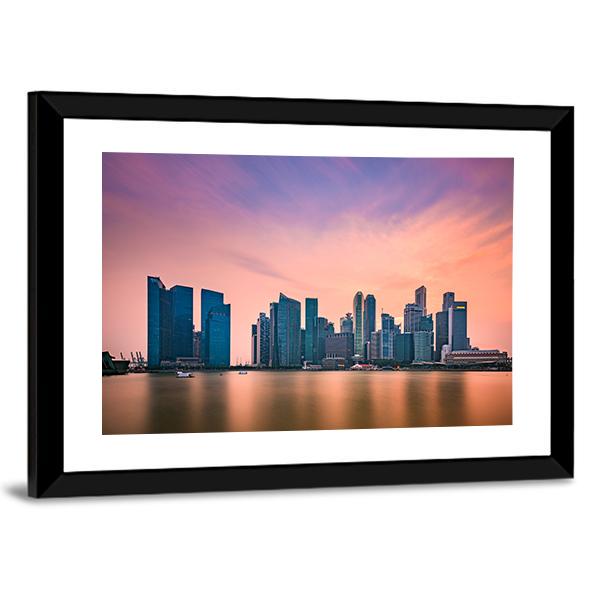 Singapore Skyline At Marina Bay Canvas Wall Art-3 Horizontal-Gallery Wrap-25" x 16"-Tiaracle