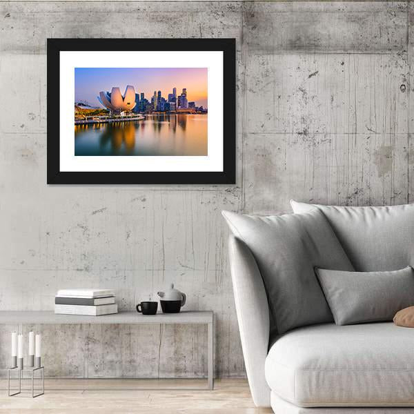 Singapore Skyline At The Marina During Twilight Canvas Wall Art-3 Horizontal-Gallery Wrap-25" x 16"-Tiaracle