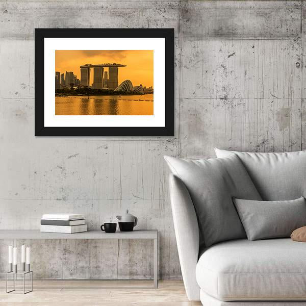 Singapore Skyline Business District Canvas Wall Art-3 Horizontal-Gallery Wrap-25" x 16"-Tiaracle