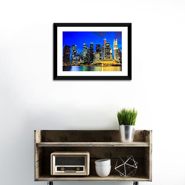 Singapore Skyline Canvas Wall Art-1 Piece-Framed Print-20" x 16"-Tiaracle