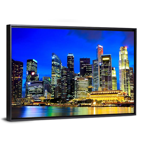 Singapore Skyline Canvas Wall Art-5 Horizontal-Gallery Wrap-22" x 12"-Tiaracle