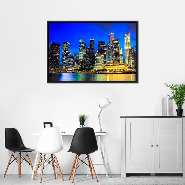 Singapore Skyline Canvas Wall Art-5 Horizontal-Gallery Wrap-22" x 12"-Tiaracle