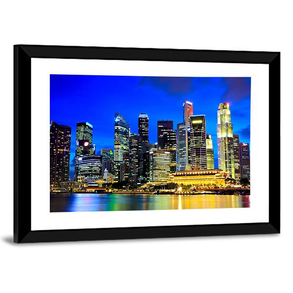 Singapore Skyline Canvas Wall Art-5 Horizontal-Gallery Wrap-22" x 12"-Tiaracle