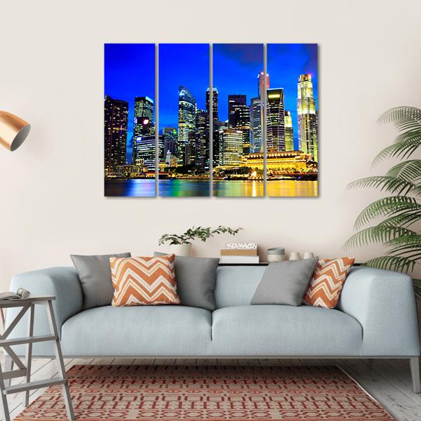 Singapore Skyline Canvas Wall Art-4 Horizontal-Gallery Wrap-34" x 24"-Tiaracle