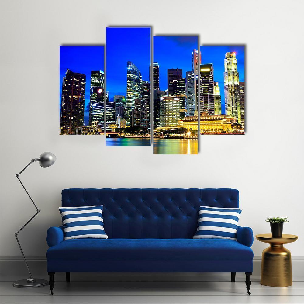 Singapore Skyline Canvas Wall Art-4 Pop-Gallery Wrap-50" x 32"-Tiaracle