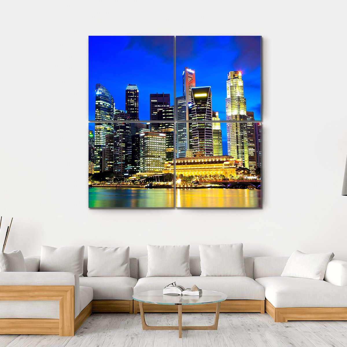 Singapore Skyline Canvas Wall Art-4 Square-Gallery Wrap-17" x 17"-Tiaracle