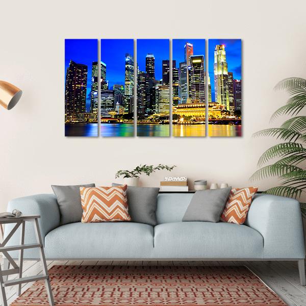 Singapore Skyline Canvas Wall Art-5 Horizontal-Gallery Wrap-22" x 12"-Tiaracle