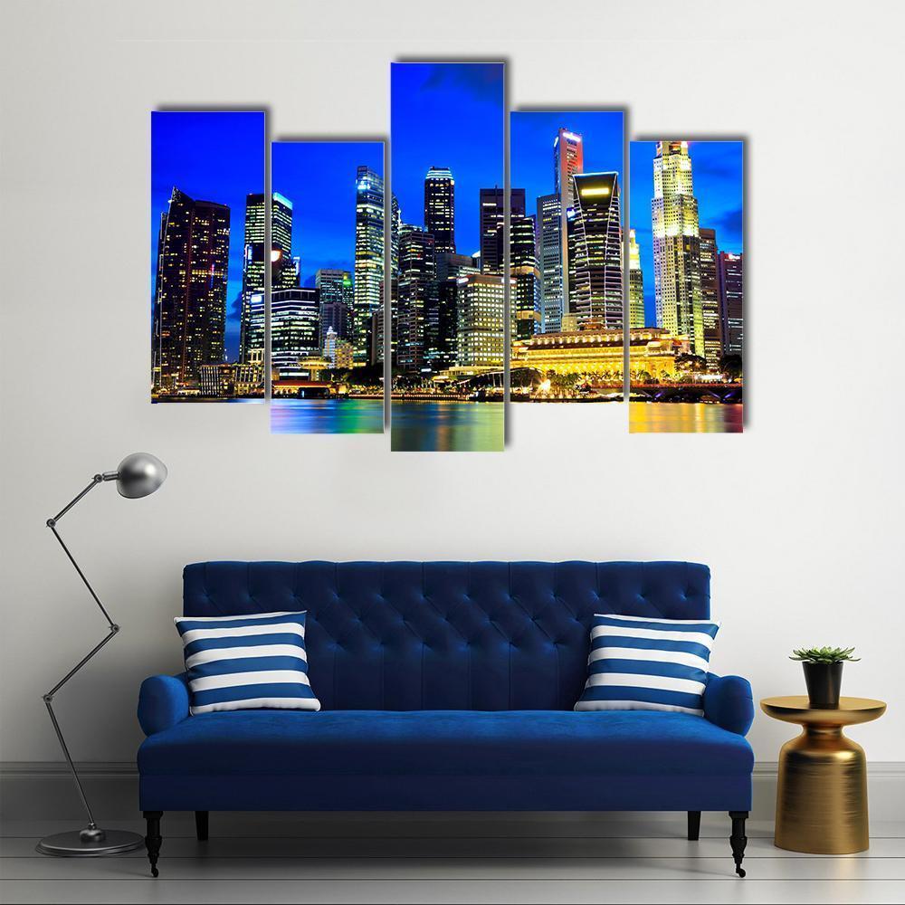 Singapore Skyline Canvas Wall Art-5 Pop-Gallery Wrap-47" x 32"-Tiaracle