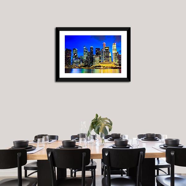 Singapore Skyline Canvas Wall Art-1 Piece-Framed Print-20" x 16"-Tiaracle