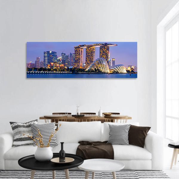 Skyline Of Singapore Panoramic Canvas Wall Art-1 Piece-36" x 12"-Tiaracle