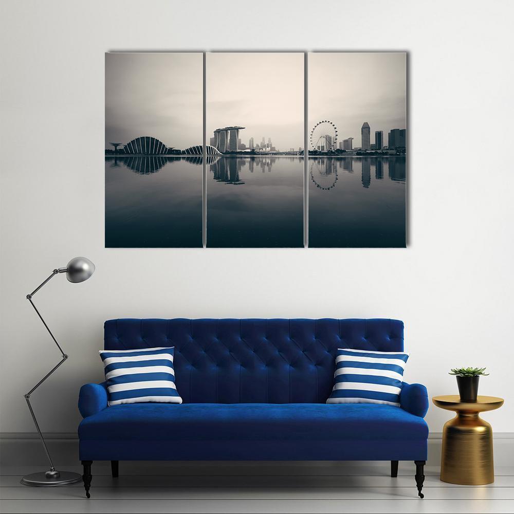 Singapore Skyline With Urban Buildings Canvas Wall Art-3 Horizontal-Gallery Wrap-37" x 24"-Tiaracle