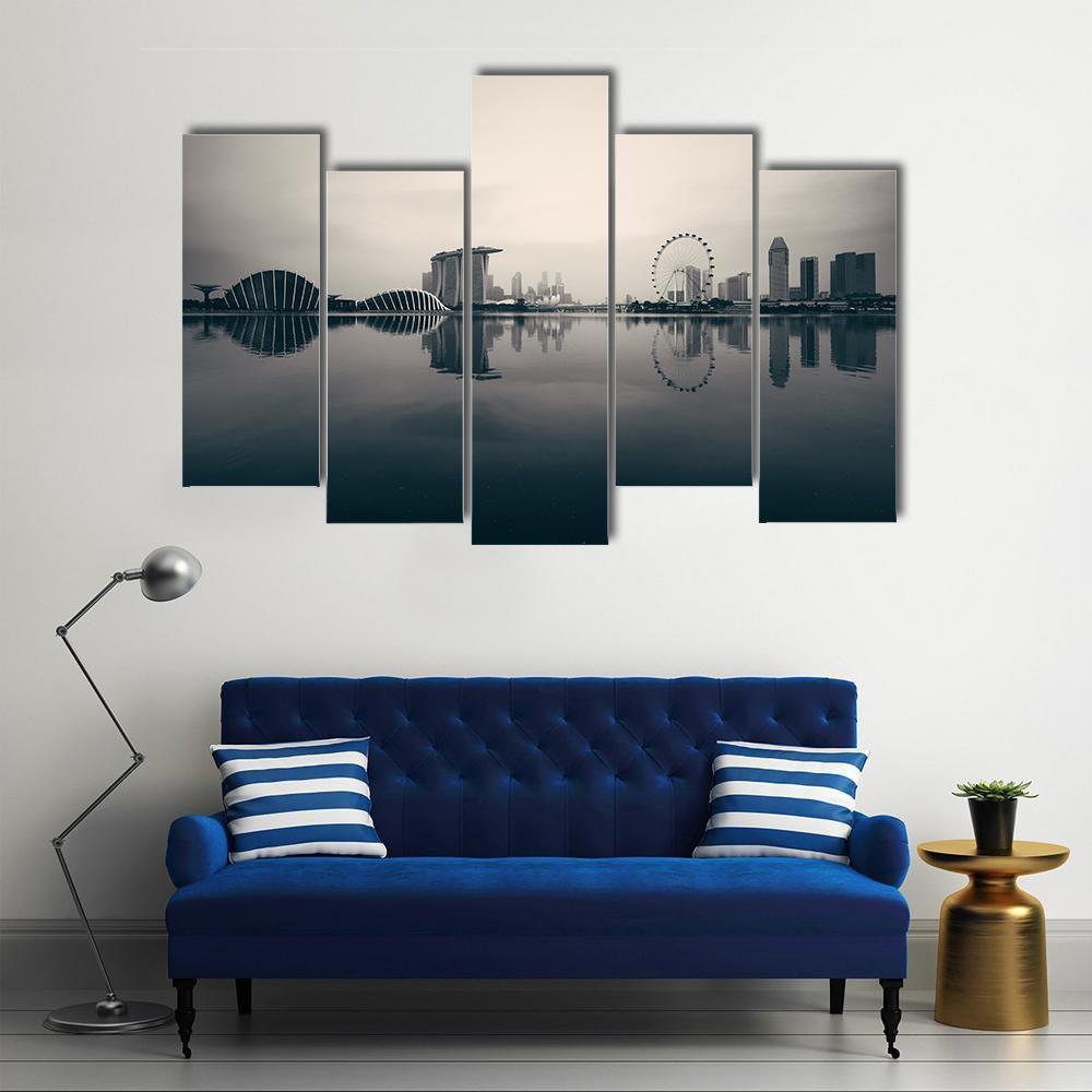 Singapore Skyline With Urban Buildings Canvas Wall Art-4 Pop-Gallery Wrap-50" x 32"-Tiaracle