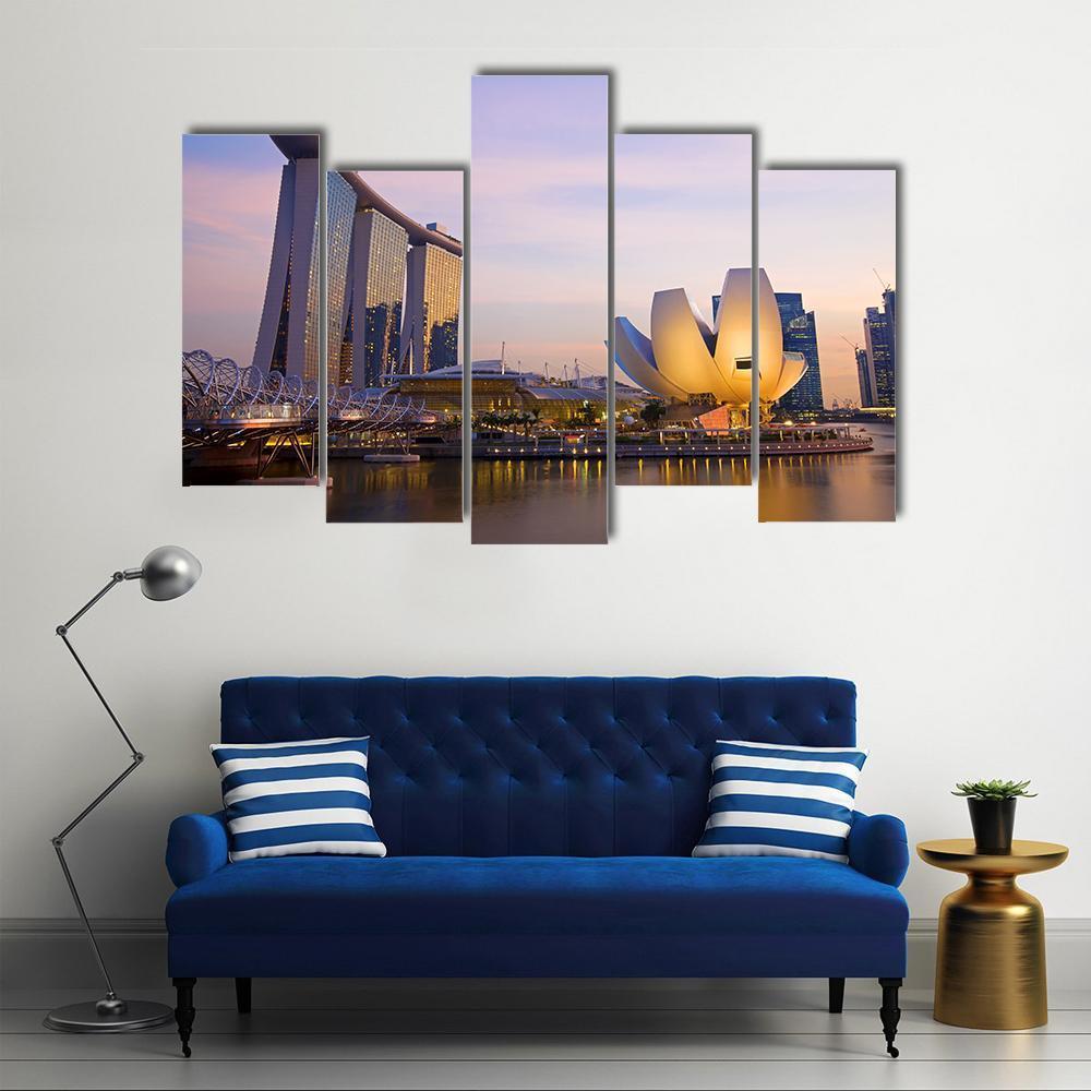 Singapore's Financial District Canvas Wall Art-5 Pop-Gallery Wrap-47" x 32"-Tiaracle
