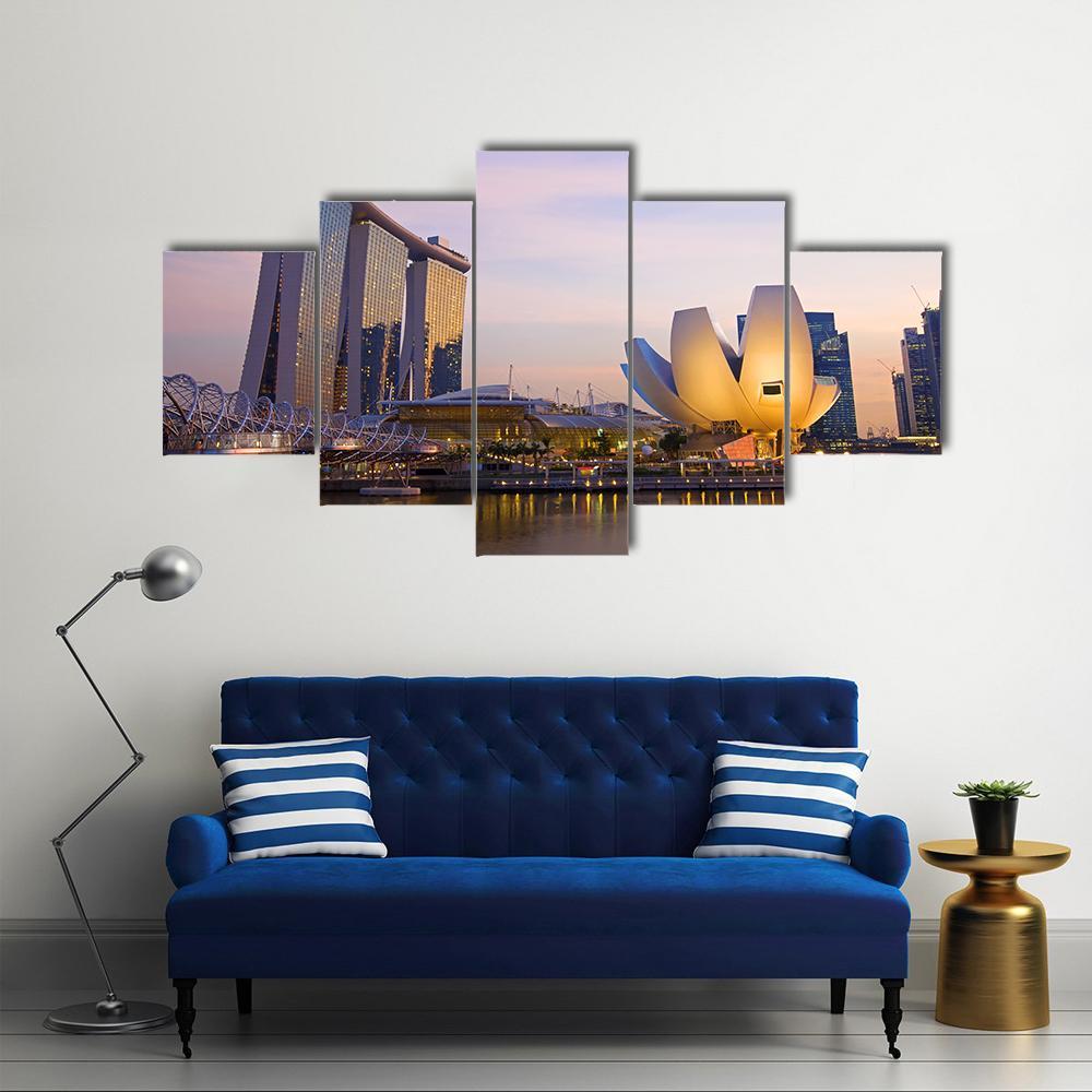 Singapore's Financial District Canvas Wall Art-5 Star-Gallery Wrap-62" x 32"-Tiaracle