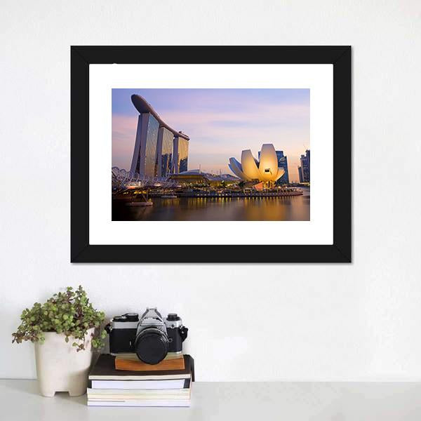 Singapore's Financial District Canvas Wall Art-1 Piece-Framed Print-20" x 16"-Tiaracle