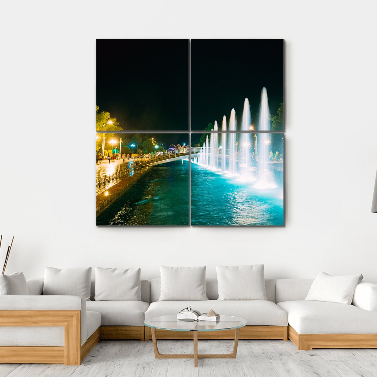 Singing And Dancing Fountains In Batumi Adjara Georgia Canvas Wall Art-4 Square-Gallery Wrap-17" x 17"-Tiaracle