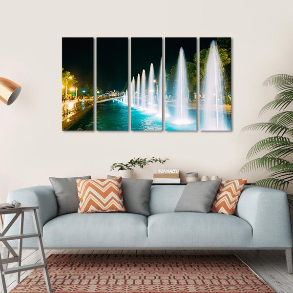 Singing And Dancing Fountains In Batumi Adjara Georgia Canvas Wall Art-5 Horizontal-Gallery Wrap-22" x 12"-Tiaracle