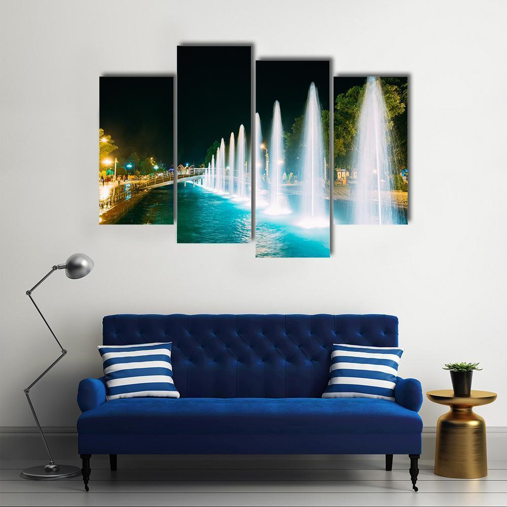 Singing And Dancing Fountains In Batumi Adjara Georgia Canvas Wall Art-4 Pop-Gallery Wrap-50" x 32"-Tiaracle