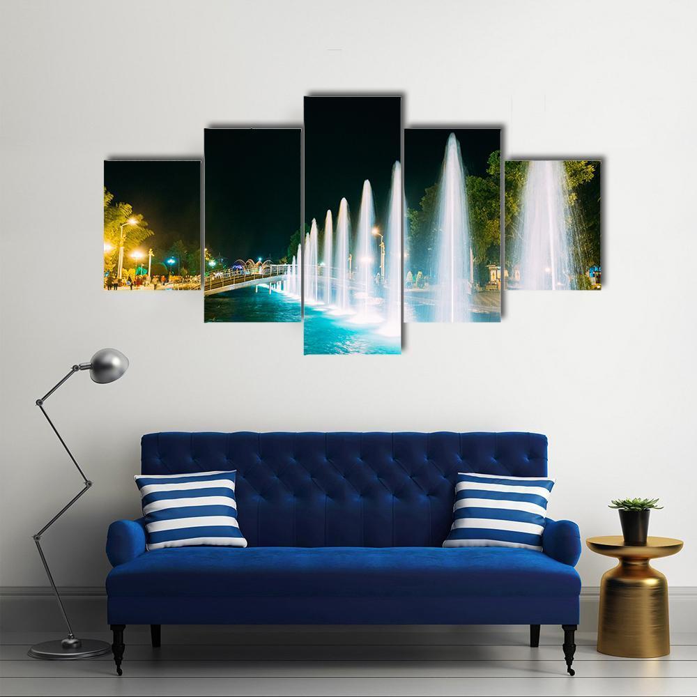 Singing And Dancing Fountains In Batumi Adjara Georgia Canvas Wall Art-4 Pop-Gallery Wrap-50" x 32"-Tiaracle