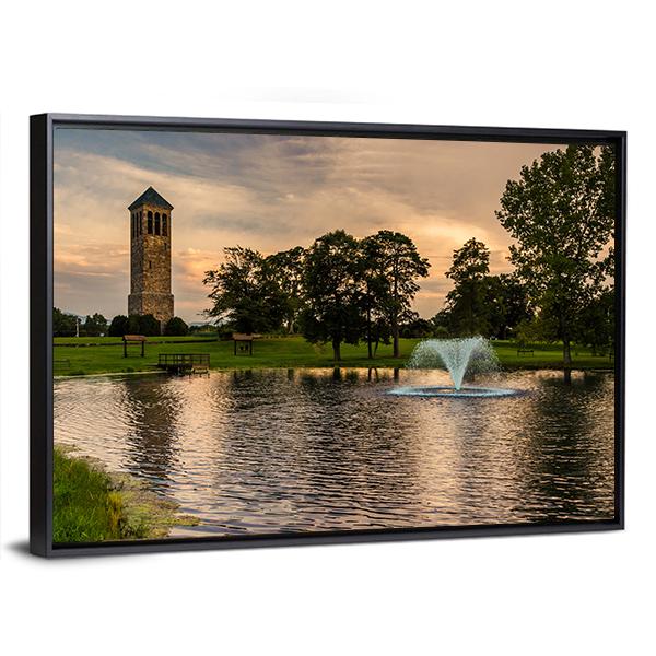 Singing Tower &amp; Pond Canvas Wall Art-3 Horizontal-Gallery Wrap-25" x 16"-Tiaracle