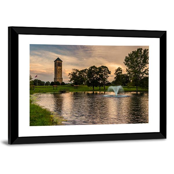 Singing Tower & Pond Canvas Wall Art-3 Horizontal-Gallery Wrap-25" x 16"-Tiaracle