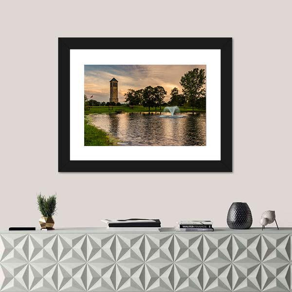Singing Tower &amp; Pond Canvas Wall Art-3 Horizontal-Gallery Wrap-25" x 16"-Tiaracle