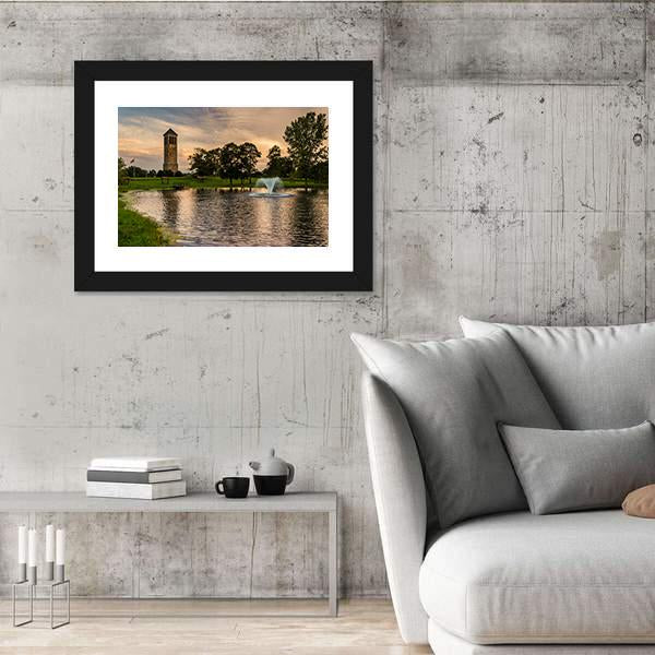 Singing Tower &amp; Pond Canvas Wall Art-3 Horizontal-Gallery Wrap-25" x 16"-Tiaracle
