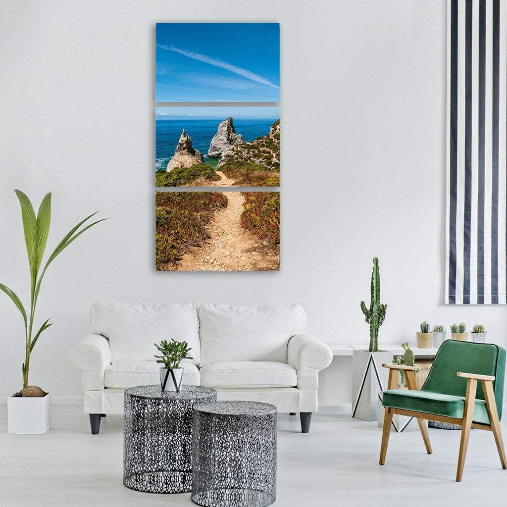 Sintra Ocean Sea Coast In Summer Vertical Canvas Wall Art-3 Vertical-Gallery Wrap-12" x 25"-Tiaracle
