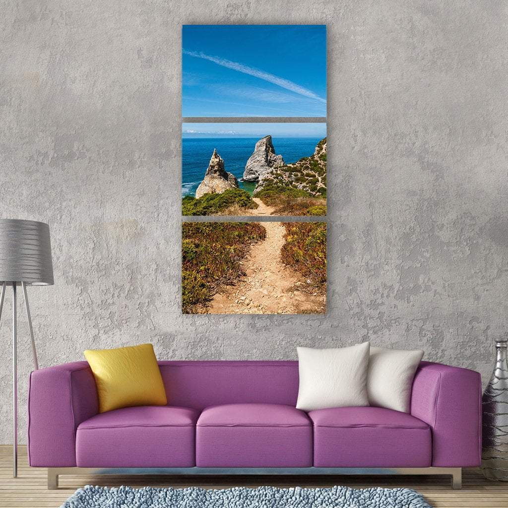 Sintra Ocean Sea In Portugal Vertical Canvas Wall Art-3 Vertical-Gallery Wrap-12" x 25"-Tiaracle