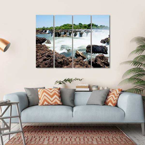 Sioma Falls In The Zambezi River In Africa Canvas Wall Art-4 Horizontal-Gallery Wrap-34" x 24"-Tiaracle