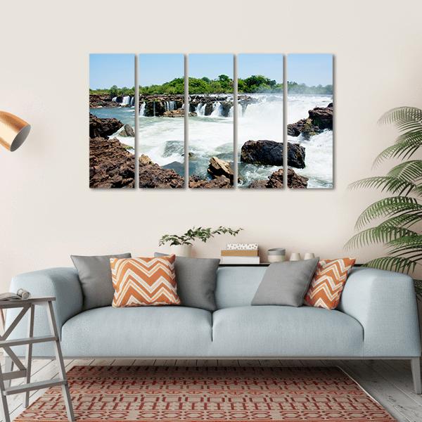 Sioma Falls In The Zambezi River In Africa Canvas Wall Art-5 Horizontal-Gallery Wrap-22" x 12"-Tiaracle