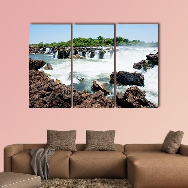 Sioma Falls In The Zambezi River In Africa Canvas Wall Art-3 Horizontal-Gallery Wrap-37" x 24"-Tiaracle