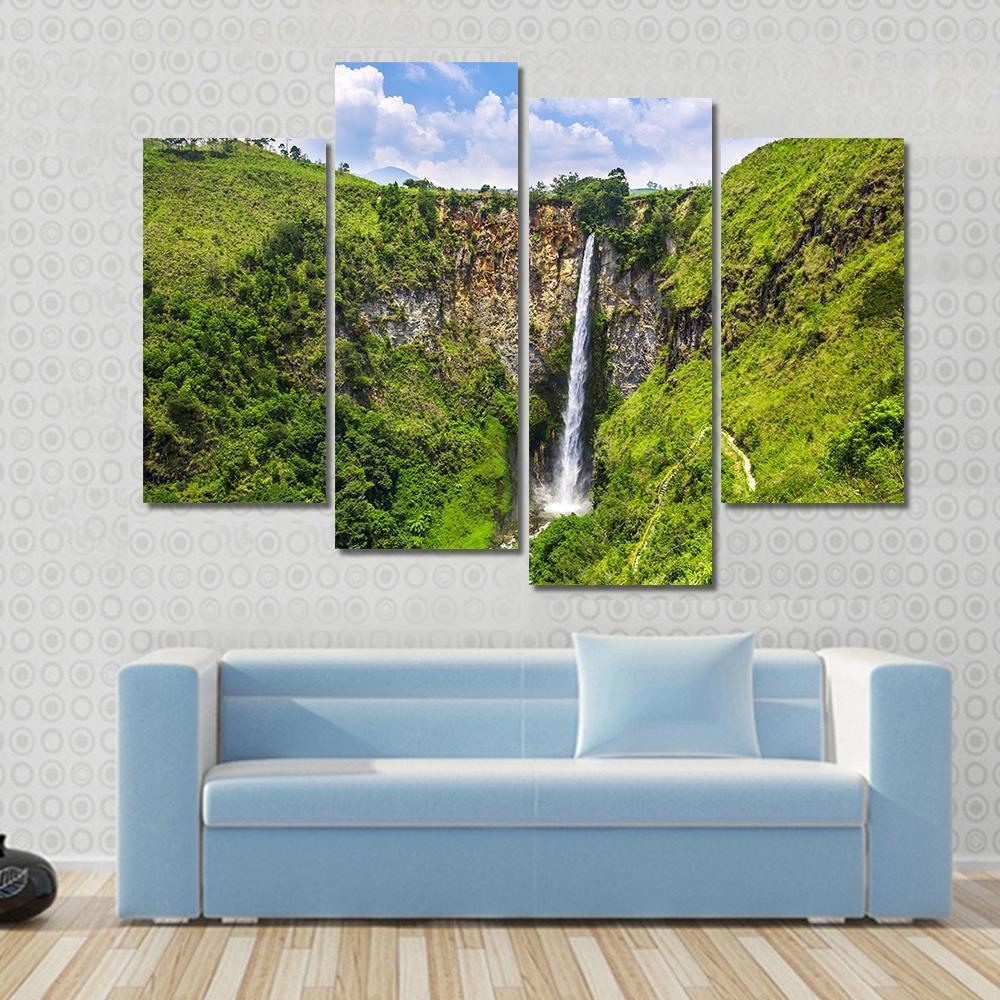 Sipisopiso Waterfall In Northern Sumatra Indonesia Canvas Wall Art-4 Pop-Gallery Wrap-50" x 32"-Tiaracle