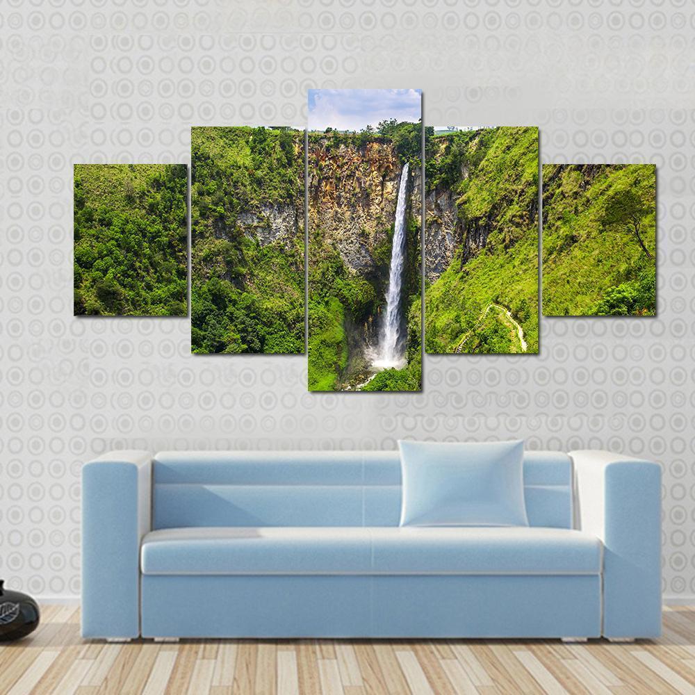 Sipisopiso Waterfall In Northern Sumatra Indonesia Canvas Wall Art-5 Star-Gallery Wrap-62" x 32"-Tiaracle