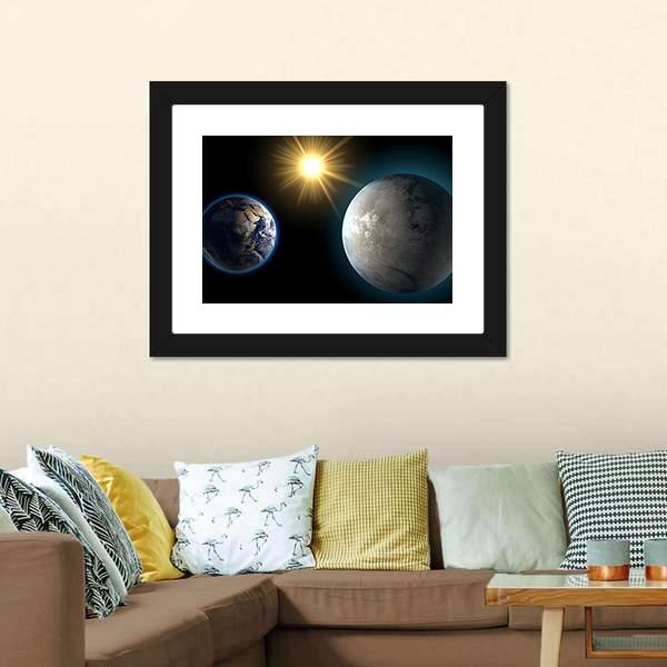 Sister Planet Comparison Canvas Wall Art-1 Piece-Framed Print-20" x 16"-Tiaracle