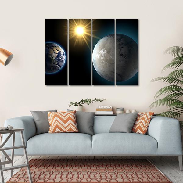Sister Planet Comparison Canvas Wall Art-4 Horizontal-Gallery Wrap-34" x 24"-Tiaracle