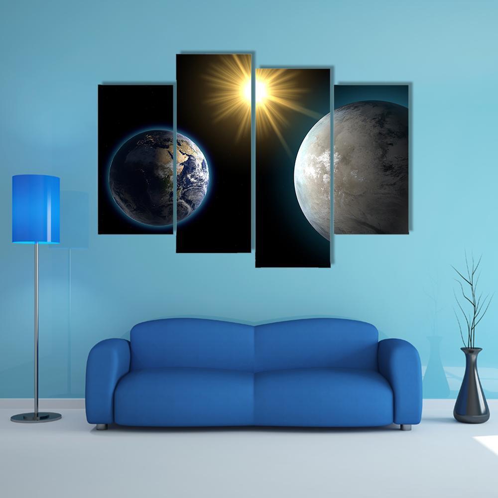Sister Planet Comparison Canvas Wall Art-4 Pop-Gallery Wrap-50" x 32"-Tiaracle