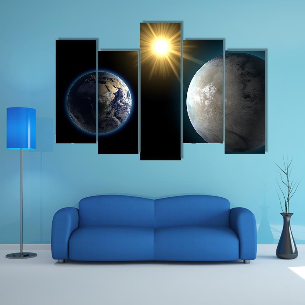 Sister Planet Comparison Canvas Wall Art-5 Pop-Gallery Wrap-47" x 32"-Tiaracle