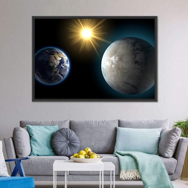 Sister Planet Comparison Canvas Wall Art-3 Horizontal-Gallery Wrap-25" x 16"-Tiaracle