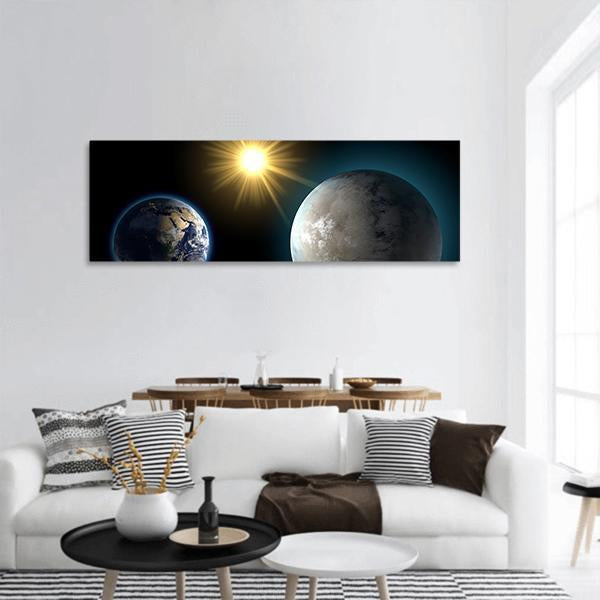 Sister Planet Comparison Panoramic Canvas Wall Art-1 Piece-36" x 12"-Tiaracle