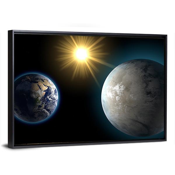 Sister Planet Comparison Panoramic Canvas Wall Art-1 Piece-36" x 12"-Tiaracle