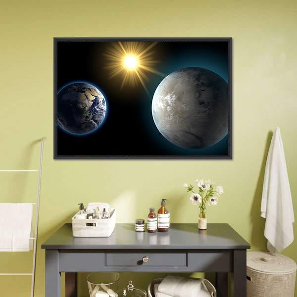 Sister Planet Comparison Panoramic Canvas Wall Art-1 Piece-36" x 12"-Tiaracle