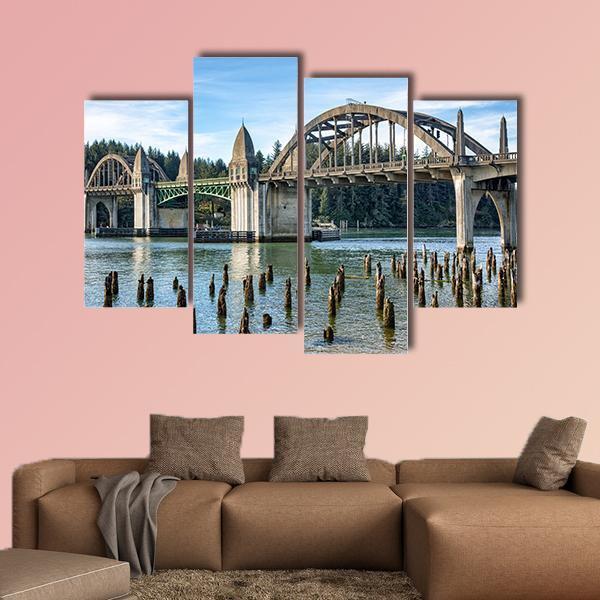 Siuslaw River Bridge In Florence Canvas Wall Art-3 Horizontal-Gallery Wrap-37" x 24"-Tiaracle