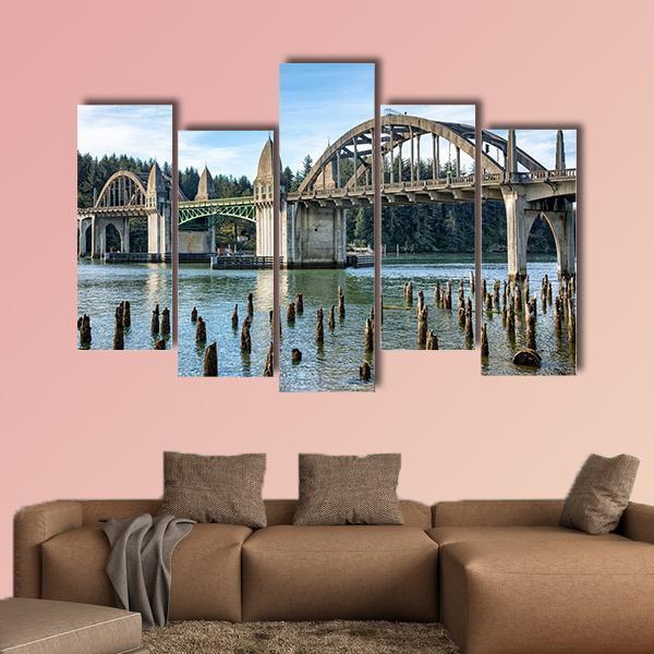 Siuslaw River Bridge In Florence Canvas Wall Art-5 Pop-Gallery Wrap-47" x 32"-Tiaracle