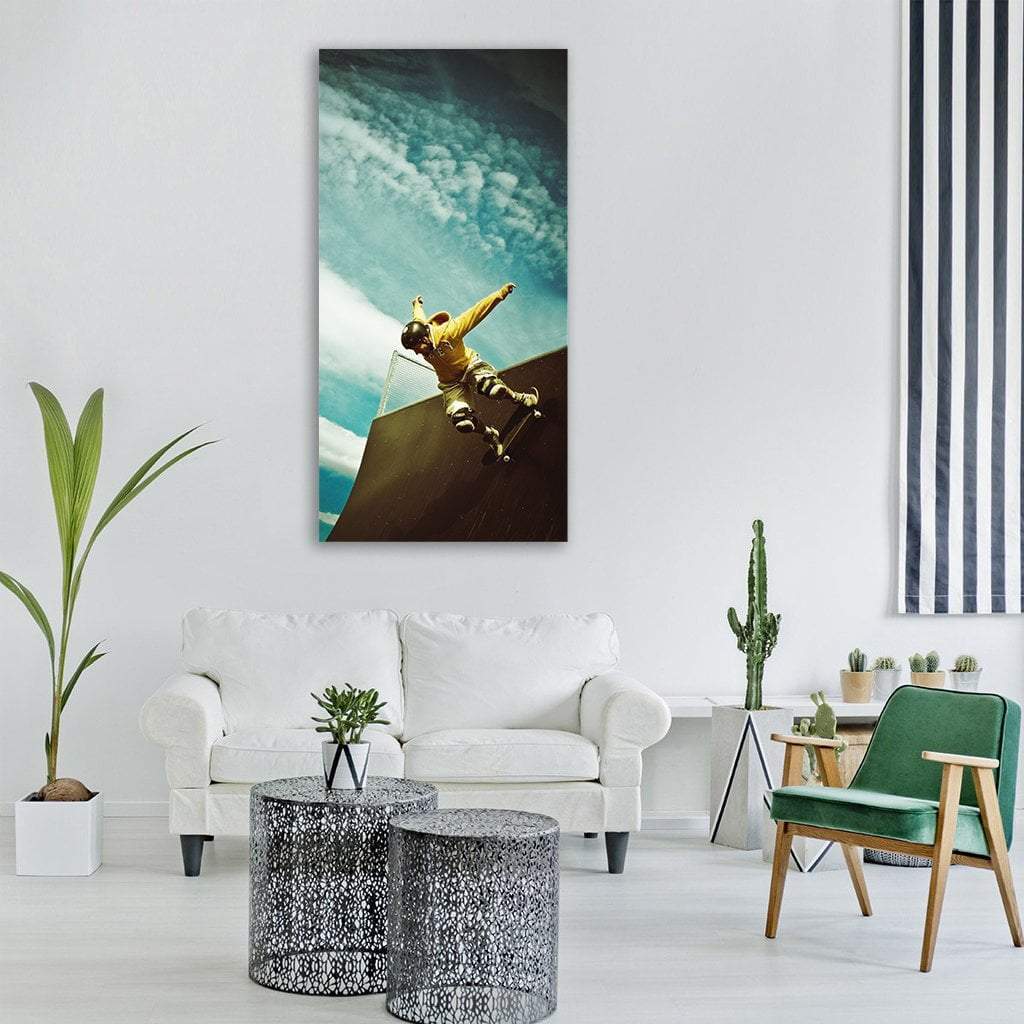 Skater On Ramp Vertical Canvas Wall Art-1 Vertical-Gallery Wrap-12" x 24"-Tiaracle