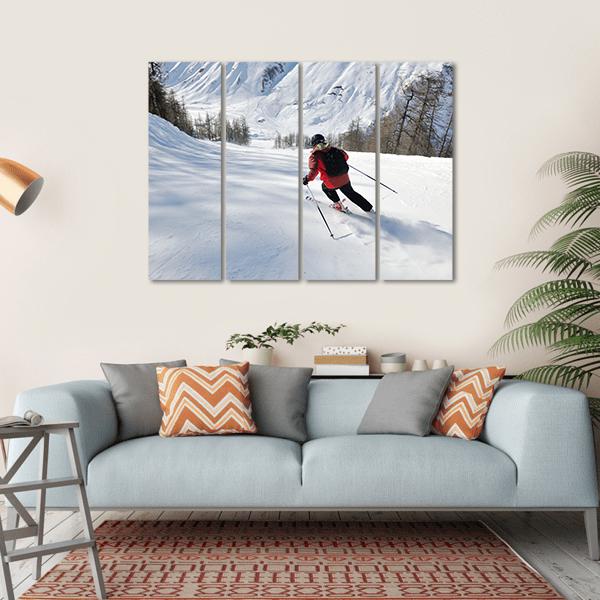 Skater Skiing Downhill Canvas Wall Art-4 Horizontal-Gallery Wrap-34" x 24"-Tiaracle